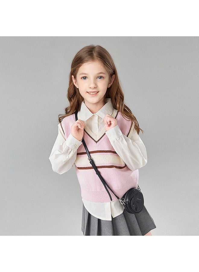 DEESHA Preppy Knit Vest + Shirt】2-piece Girls' Spring/autumn Outfit For Ages 2-5, Middle & Big Kids Coordinated Set - Image 4