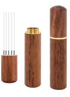 Generic Espresso Coffee Stirrer Portable Espresso Distribution Tool with Natural Wood Handle 304 Stainless Steel Needle 0.4mm 6 Needles Espresso Stirrer for Barista  - Image 1