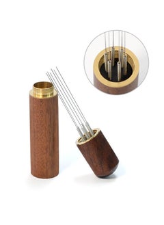 Generic Espresso Coffee Stirrer Portable Espresso Distribution Tool with Natural Wood Handle 304 Stainless Steel Needle 0.4mm 6 Needles Espresso Stirrer for Barista  - Image 2