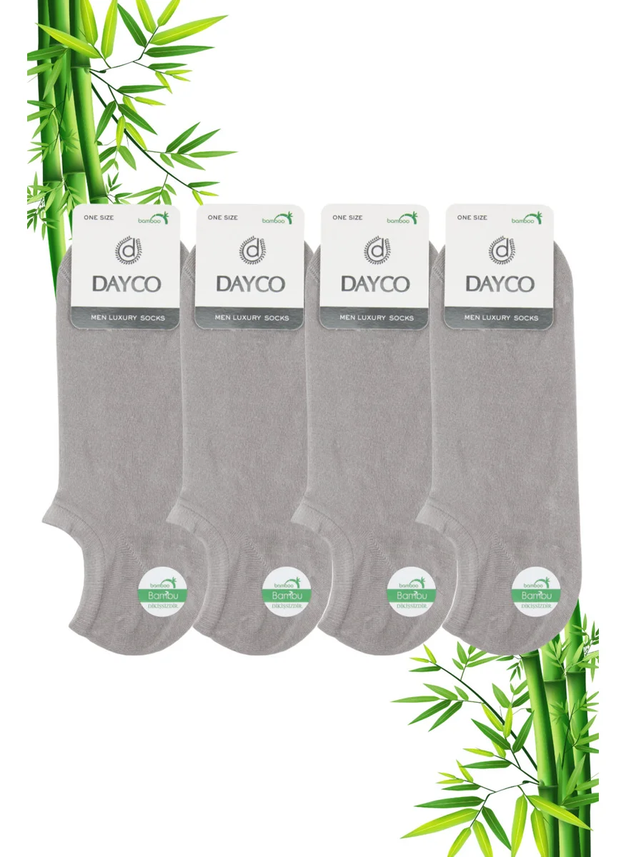 DAYCO Premium Bamboo Sneakers Invisible Sports Socks 4-Piece Stone/grey