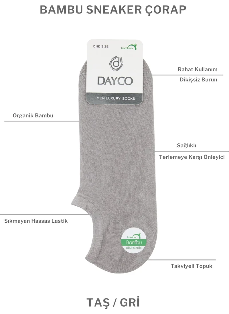 DAYCO Premium Bamboo Sneakers Invisible Sports Socks 4-Piece Stone/grey