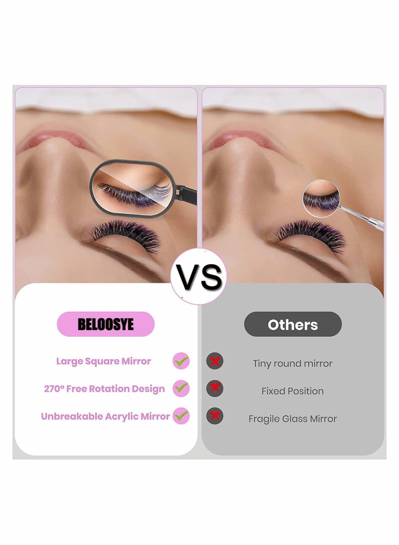 Captaintech 2Pack Large Lash Mirror Eyelash Looking Glass 270° Free Rotation Lightweight Folding Makeup Adjustable Comestic Inspection for Extension Supplies  - Image 4