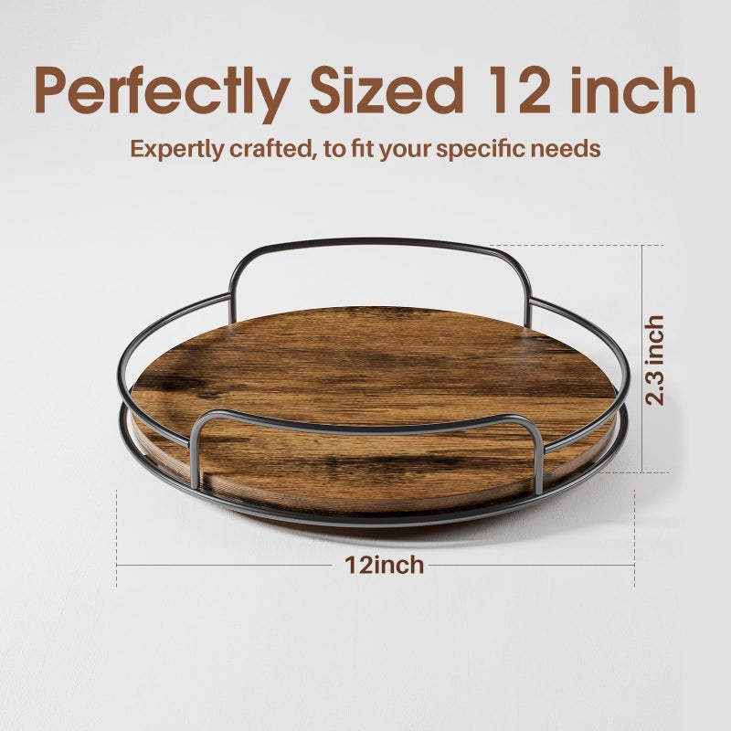 LAMU Lazy Susan Organizer, 12'' Lazy Susan Turntable for Cabinet, Table Top, Kitchen, Countertop, Bathroom, Pantry, Spice Organization, Wooden,1 Pack - Image 2