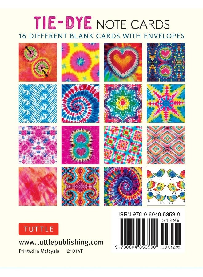 Tie-Dye, 16 Note Cards: 16 Different Blank Cards with 17 Patterned Envelopes in a Keepsake Box!  - Image 2