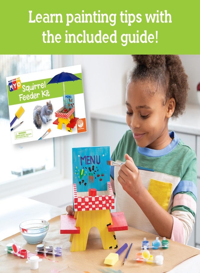 MindWare Make Your Own (MYO) Squirrel Feeder Craft Kit for Kids - Includes Wood Pieces, Paint, Brushes, Instructions and More - Image 4