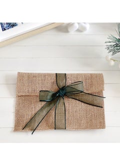 Jute envelope with green ribbon, 14x19 cm 10 pieces - pzsku/Z555AD826F58F9B46AFB1Z/45/_/1725793830/8015943e-4821-42ef-ba5a-a6ee43a33816