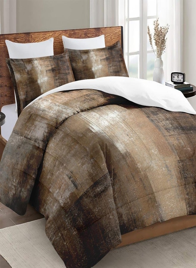 WeCozy Queen Size Comforter Set with 2 Pillowcases, Brown Grey Painting 3 Pcs Bedding for Kids and Adults, Beige Contemporary Soft Comforter Set for Bedroom Bed Decor - Image 3