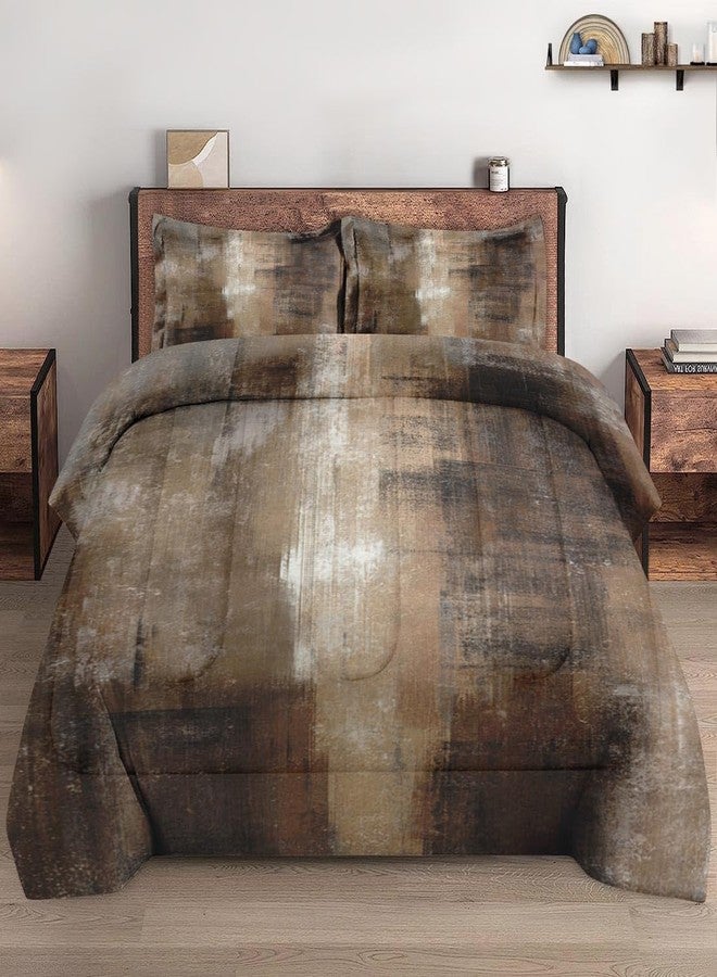 WeCozy Queen Size Comforter Set with 2 Pillowcases, Brown Grey Painting 3 Pcs Bedding for Kids and Adults, Beige Contemporary Soft Comforter Set for Bedroom Bed Decor - Image 1