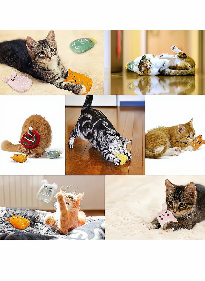 Excefore - Catnip Toys, Cat Chew Toy, Interactive Toy with Cute Cat, Kitten Toys for Indoor Cats with Rattle Sound, Cat Plush Pillow Toy for Kitty Teething Chew Kick Gift, 6 Pcs - Image 1