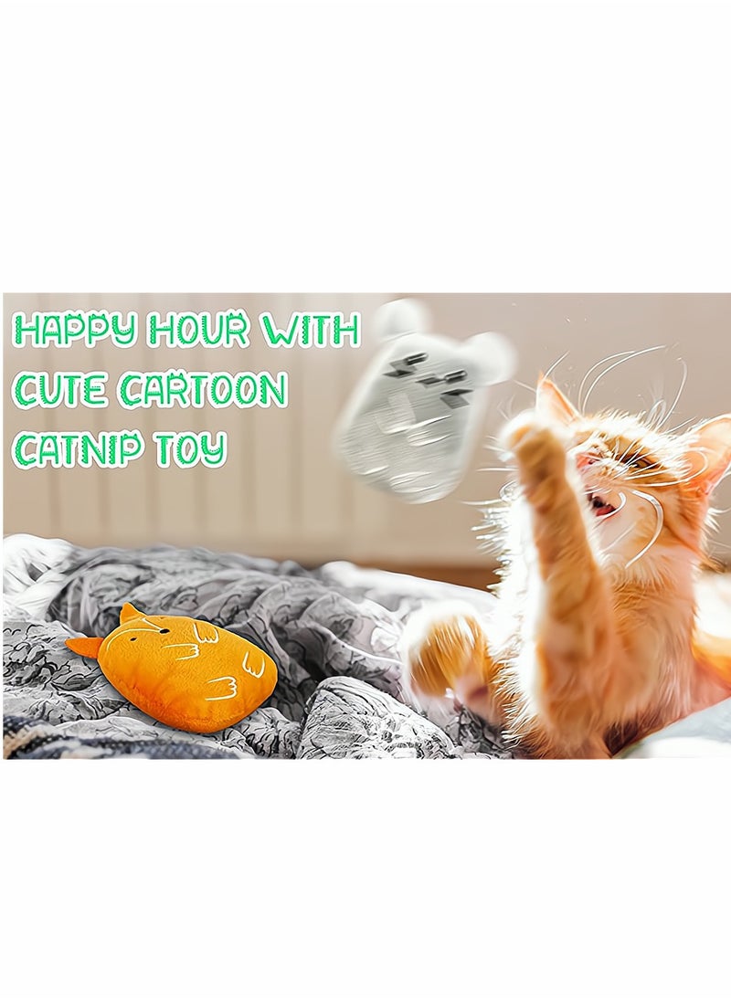 Excefore - Catnip Toys, Cat Chew Toy, Interactive Toy with Cute Cat, Kitten Toys for Indoor Cats with Rattle Sound, Cat Plush Pillow Toy for Kitty Teething Chew Kick Gift, 6 Pcs - Image 1