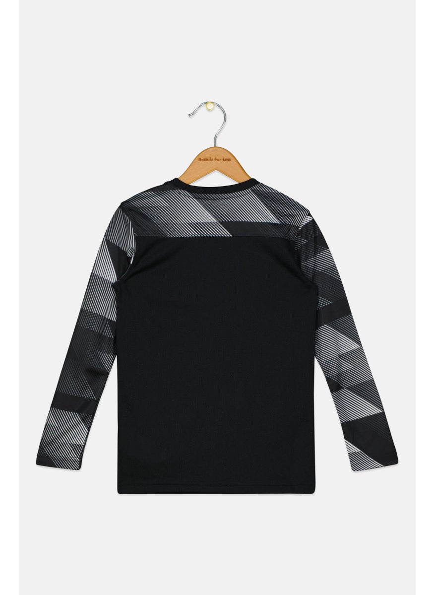 Nike Kids Boy Sportswear Fit Long Sleeves Training T-Shirts, Black  - Image 2