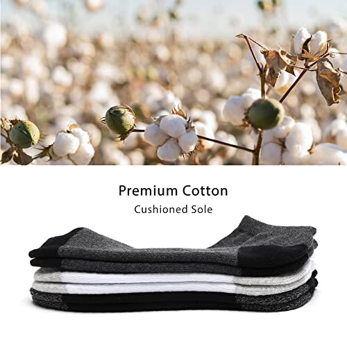 MONFOOT Men's/Women's 10 Pairs Cotton Cushion Ankle Socks, White Large Multipack - Image 4
