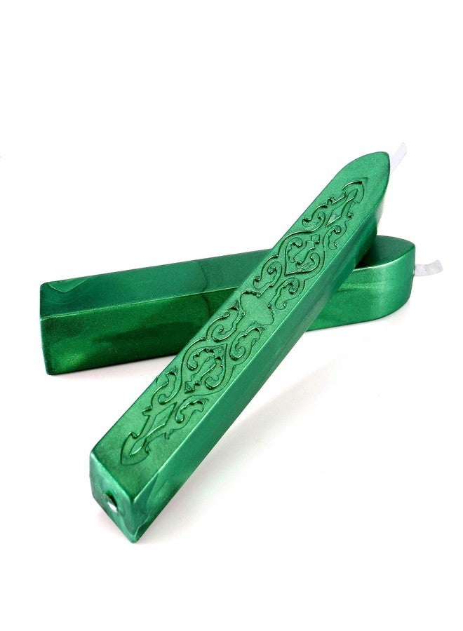 Yoption Metallic Green Sealing Wax Sticks, 5 Pcs Totem Fire Manuscript Wax Seal Sticks with Wicks for Wax Seal Stamp (Metallic Green) - Image 3