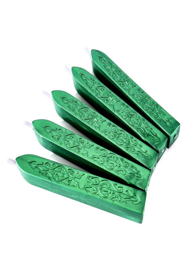 Yoption Metallic Green Sealing Wax Sticks, 5 Pcs Totem Fire Manuscript Wax Seal Sticks with Wicks for Wax Seal Stamp (Metallic Green) - Image 2