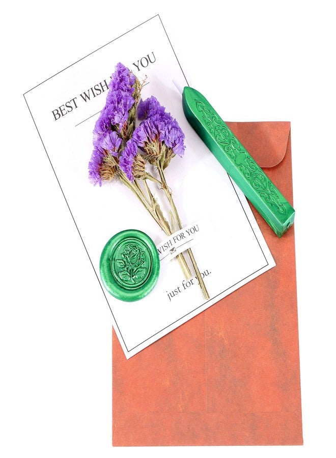 Yoption Metallic Green Sealing Wax Sticks, 5 Pcs Totem Fire Manuscript Wax Seal Sticks with Wicks for Wax Seal Stamp (Metallic Green) - Image 5