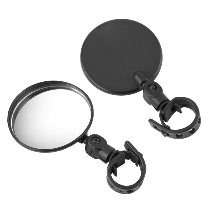 Jinshining 2Pcs Black Adjustable Rear View Mirror for Bikes, Universal Rearview Mirror for Handlebars, Wide Angle Acrylic Convex Safety Mirrors for Adult Bikes/Kids/Road/Mountain Bike - Image 1