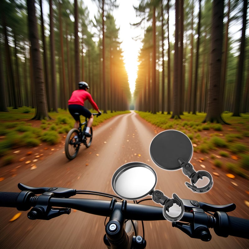 Jinshining 2Pcs Black Adjustable Rear View Mirror for Bikes, Universal Rearview Mirror for Handlebars, Wide Angle Acrylic Convex Safety Mirrors for Adult Bikes/Kids/Road/Mountain Bike - Image 4