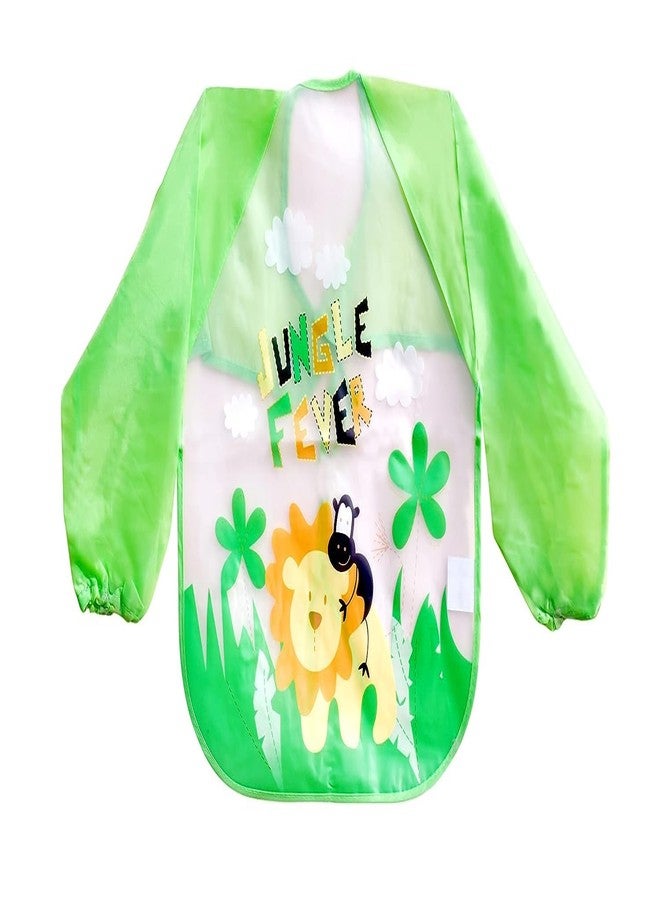 Lappu Full Sleeves Washable Waterproof Bib/Apron with Pocket & Tying Robe| Cute Prints| Quick Dry PVC Baby Bibs for Newborns/Infants/Toddlers/Babies (0-36months) (Plsatic Red green) - Image 2