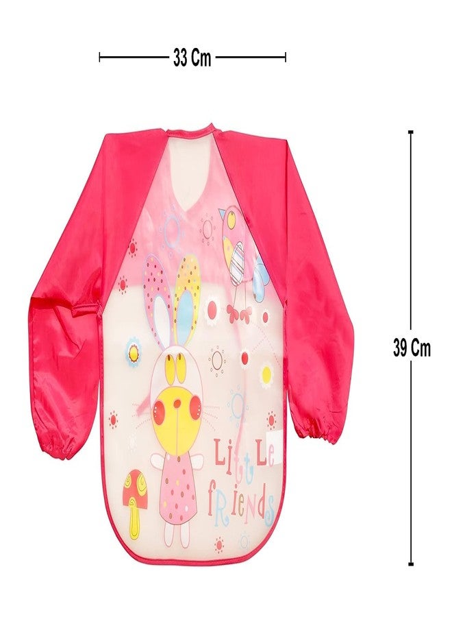 Lappu Full Sleeves Washable Waterproof Bib/Apron with Pocket & Tying Robe| Cute Prints| Quick Dry PVC Baby Bibs for Newborns/Infants/Toddlers/Babies (0-36months) (Plsatic Red green) - Image 4