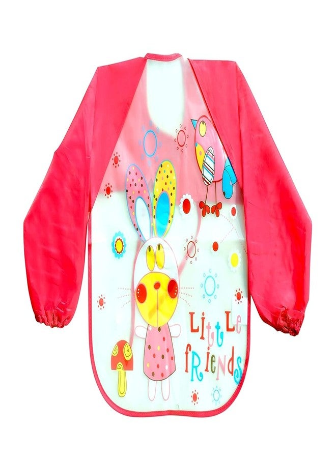 Lappu Full Sleeves Washable Waterproof Bib/Apron with Pocket & Tying Robe| Cute Prints| Quick Dry PVC Baby Bibs for Newborns/Infants/Toddlers/Babies (0-36months) (Plsatic Red green) - Image 3