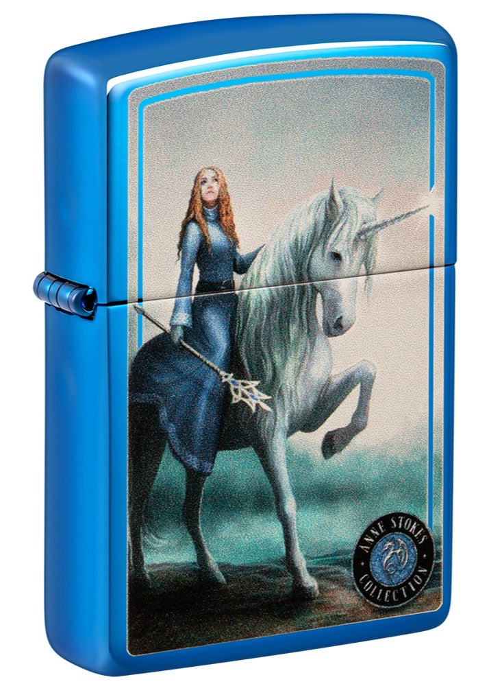 Zippo ولاعة مقاومة للرياح زرقاء لامعة من مجموعة آن ستوكز Ci407694 20446 - Image 1