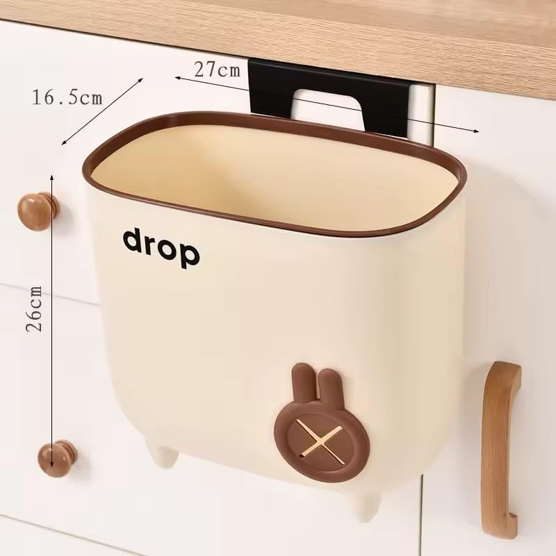 PIKFOS PIKFOS Kitchen WallMounted Garbage Bin With Lid Cabinet Door Hanging Garbage Bin for Home Office Waste Bin with Handle 3 in 1 Plastic Cute Cartoon Style Tissue Box  - Image 2
