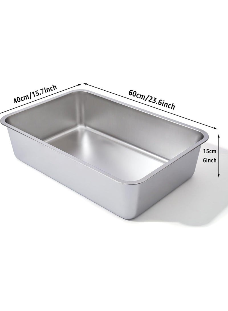 Neox Cat Litter Box, 60*40*15cm Deep Stainless Steel Cat Litter Box Extra Large, XL Metal Litterbox for Big Cats with High Sides, Non Stick Surface, Easy to Clean - Image 2