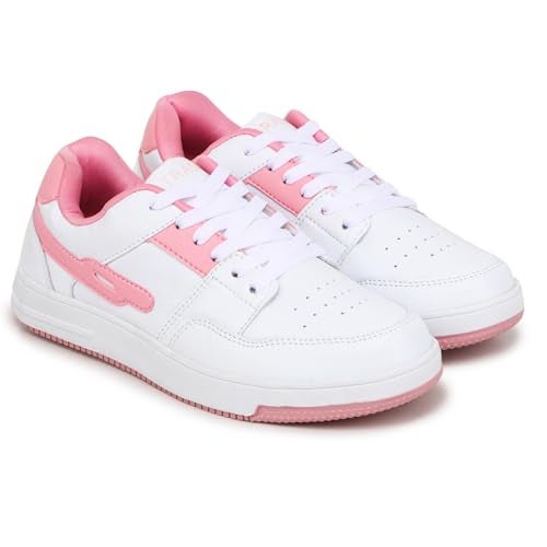 TRASE Casual Sneaker Shoes for Women | Soft Cushioned Insole | Sneakers for Woman | Lightweight | Comfortable | Stylish, Trendy Girls and Women Sneakers with Laces (White-Pink, 8 UK) - Image 5