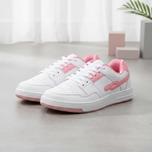 TRASE Casual Sneaker Shoes for Women | Soft Cushioned Insole | Sneakers for Woman | Lightweight | Comfortable | Stylish, Trendy Girls and Women Sneakers with Laces (White-Pink, 8 UK) - Image 3