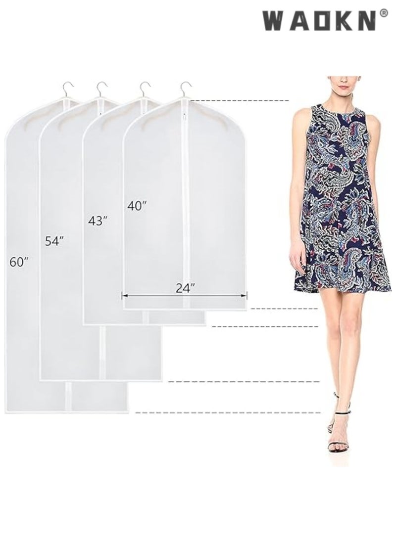 Clothing bag storage bag set, 10 piece long skirt set, protective cover in various sizes with full-length zipper, suitable for storing suits, jackets, long winter clothes, and long skirts in wardrobes