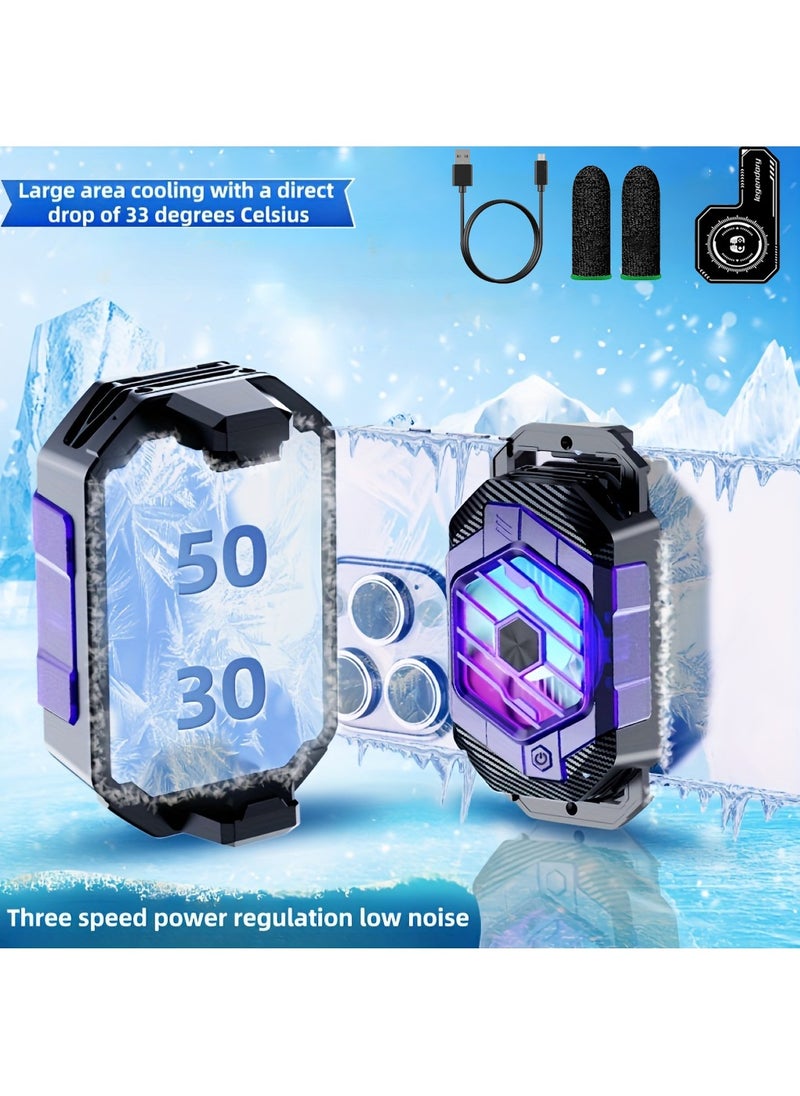 RECTO Phone Cooler RGB Gaming, Phone Cooling Fan, Semiconductor Radiator, Phone Heat Sink, 3-speed Adjustable Magnetic/Rear Clip Cooling Fan Suitable For Mobile Live Gaming Best(with Cooling Plate)  - Image 1