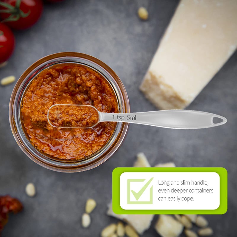 BERYLER بيريلر 1 قطعة 1 ملعقة صغيرة (1/3 ملعقة كبيرة 5 مل) ملعقة قياس فردية من الفولاذ المقاوم للصدأ مقبض طويل قياس ملعقة كبيرة فقط - Image 4