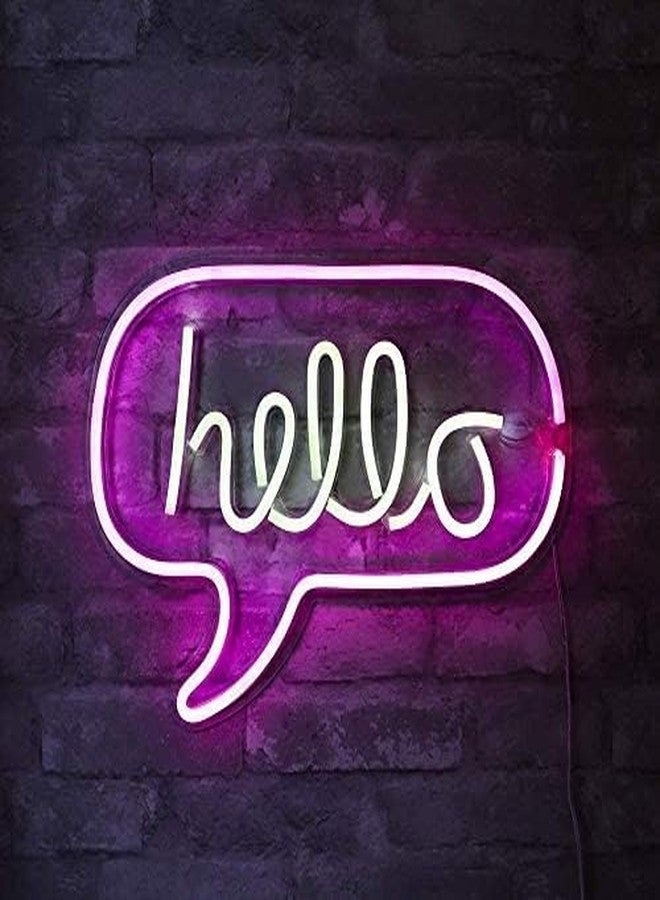 XERGY Neon LED Hello Word Bubble Wall Sign for Cool Light Powered by USB Wire (White and Pink, 17 x 12 Inch) - Image 2