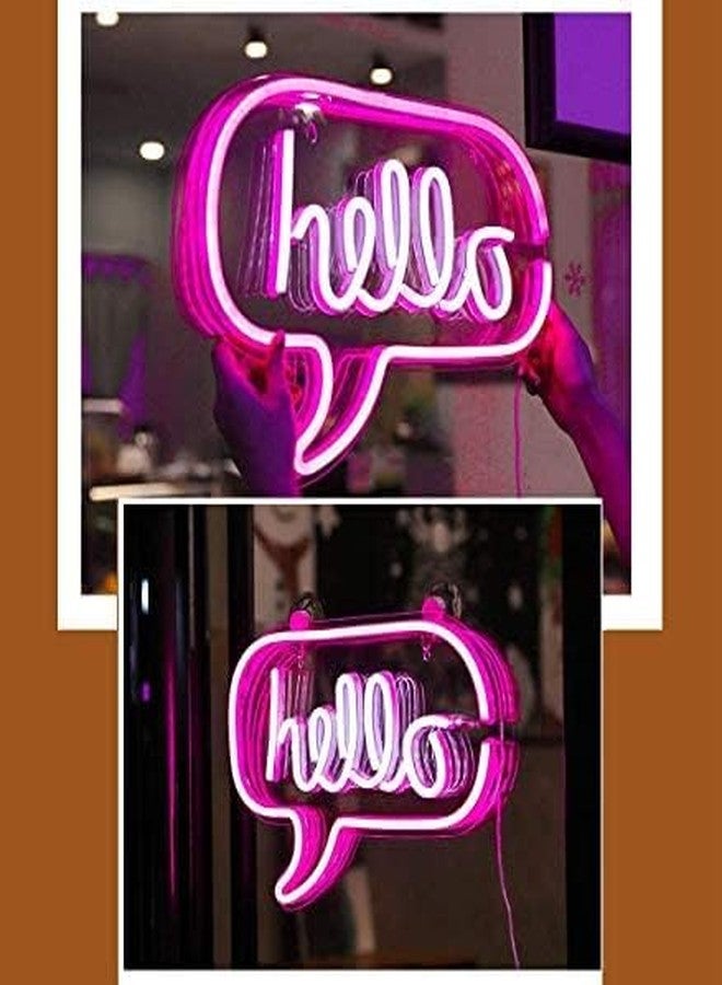 XERGY Neon LED Hello Word Bubble Wall Sign for Cool Light Powered by USB Wire (White and Pink, 17 x 12 Inch) - Image 3