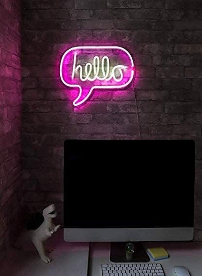 XERGY Neon LED Hello Word Bubble Wall Sign for Cool Light Powered by USB Wire (White and Pink, 17 x 12 Inch) - Image 4