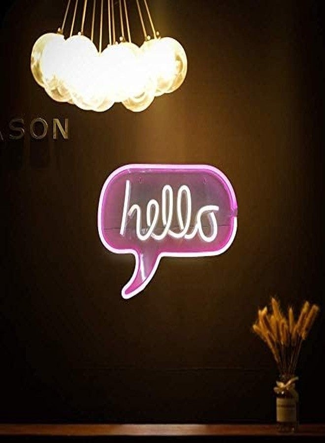 XERGY Neon LED Hello Word Bubble Wall Sign for Cool Light Powered by USB Wire (White and Pink, 17 x 12 Inch) - Image 5