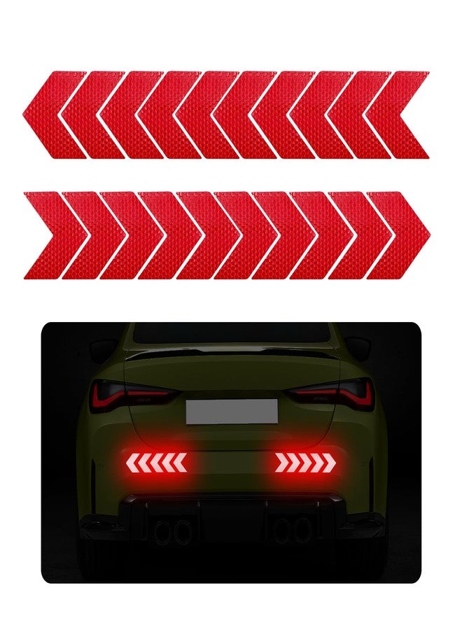 Sylvil 20 PCS Car Arrow Reflective Stickers, Waterproof Safety Warning Sign Reflective Decal, High Night Visibility Reflector Tape for Auto Trunk Rear Bumper Body, Car Accessories (Red) - Image 1