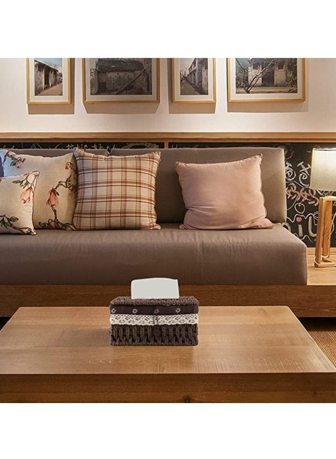 FFD Rattan Woven Tissue Box Rectangular Tissue Box with Cover, Vintage Napkin Pumping Paper Case,Facial Tissues Box Tissue Box - Image 4