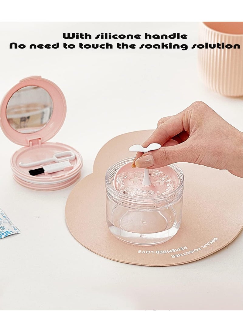 Holder Case, Denture Bath Box with Strainer Basket, Mouth Cover Cover, Brace Cleaning Cup, Cute Denture Holder Storage Soak Container for Cleaning, pink, 3.1 tum, comtemporary - Image 5