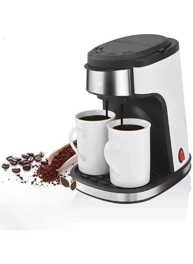 DENX DX3413 ماكينة تحضير القهوة بالتقطير، قدرة 450 واط، ماكينة قهوة محمولة، سعة 240 مل، تحضير سريع، فلتر دائم قابل لإعادة الاستخدام، لتحضير كوب أو كوبين من القهوة، من الستانلس ستيل.