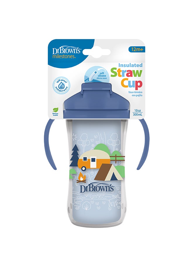 Dr. Brown’s 10 oz/300 mL Insulated Straw Cup with Handles, Blue Camping Site (12m+), 1-Pack - Image 3
