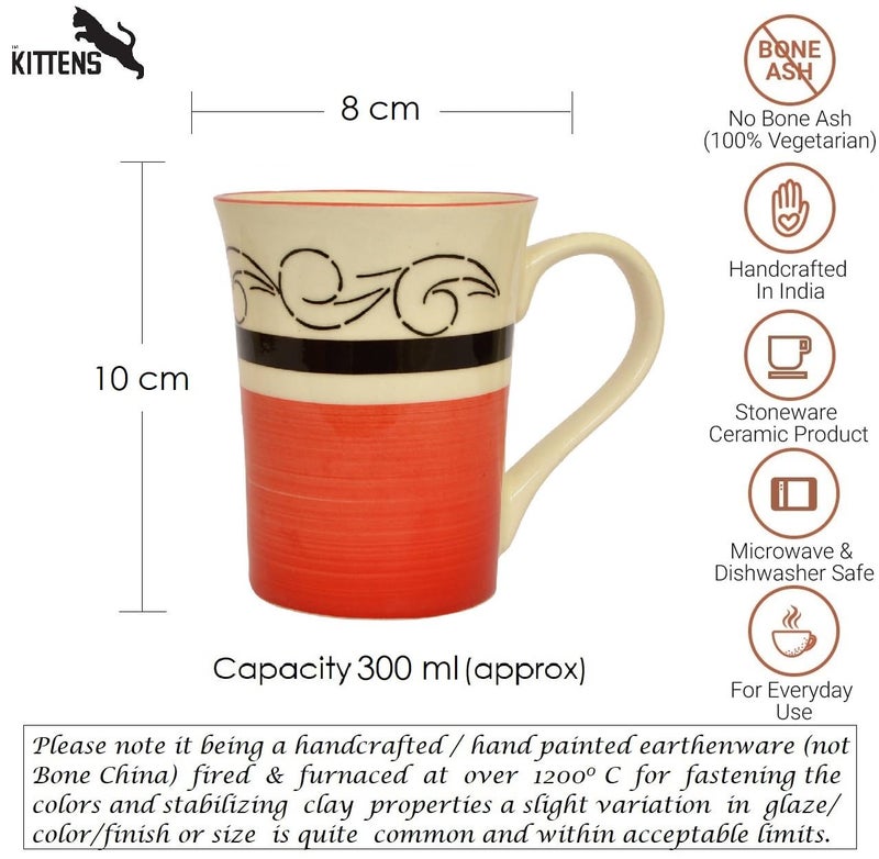 Kittens KITTENS Ceramic Coffee Mug Set of 2 Made with Food Grade Material Handcrafted and Handpainted Design Mugs for Daily Uses 300ml Red Color - Image 3
