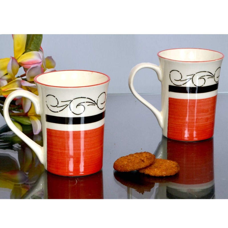Kittens KITTENS Ceramic Coffee Mug Set of 2 Made with Food Grade Material Handcrafted and Handpainted Design Mugs for Daily Uses 300ml Red Color - Image 1