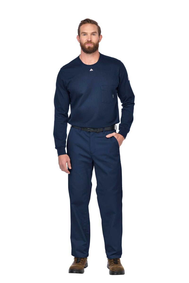 Bulwark FR Bulwark Men's Flame Resistant 9 oz Twill Cotton Work Pant, Navy, 36W x 33L - Image 1