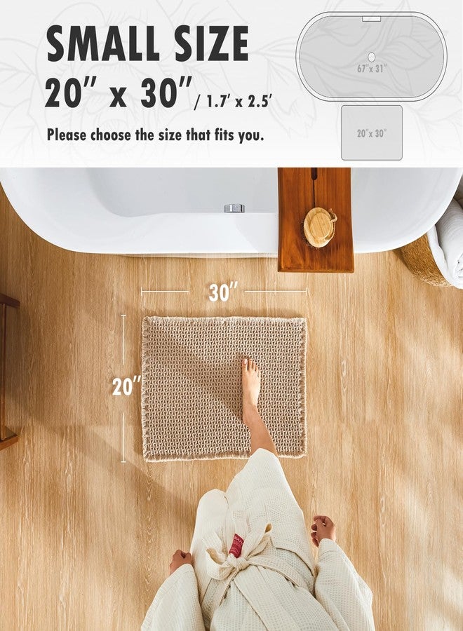 TYUU Boho Bathroom Rugs, Super Absorbent Non Slip Waffle Bath Mat Quick Dry Bath Rugs Washable Boho Farmhouse Bathroom Rugs, Khaki 30"x20" - Image 2