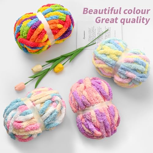 Waikxin 10 Pack Jumbo Chunky Yarn for Hand Knitting, Fluffy Chunky Chenille Yarn for Crocheting, Variegated Chunky Knit Baby Blanket Yarn, 240 yds /70.5 oz Super Bulky Yarn（Mint-Teal-Green） - Image 4