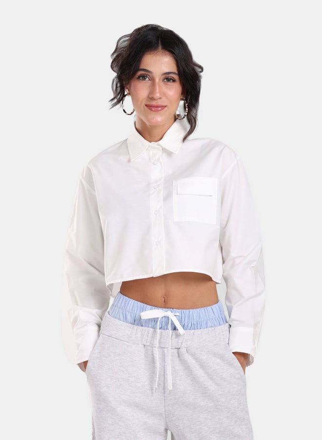 Clue Cropped Viscose Shirt - Image 1