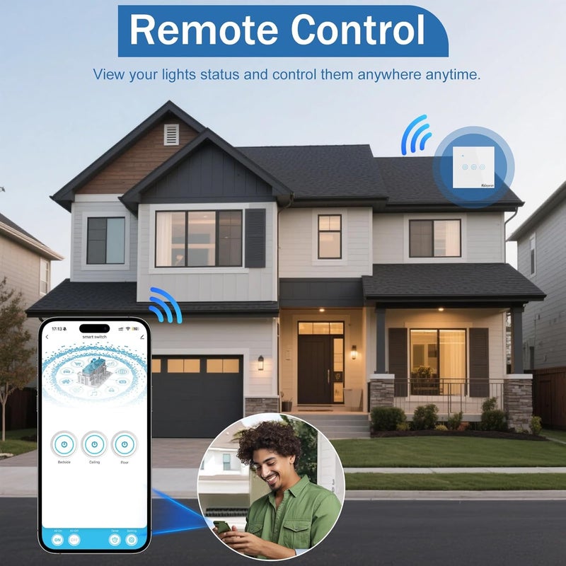 ماكايورون تويا سمارت مفتاح لمس واي فاي (التحكم الصوتي) – التحكم الصوتي من Alexa و Google، التحكم المزدوج الذكي في الإضاءة عبر التطبيق، جدولة تلقائية، أسود، 2 مجموعات - Image 5