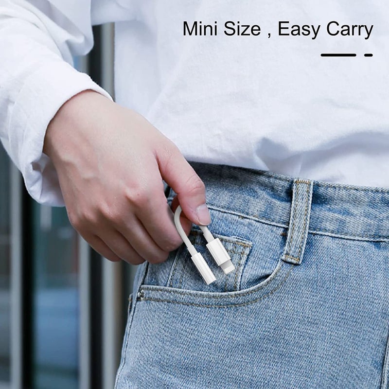 SENBON محول جاك سماعات الأذن 3.5 مم إلى لايتنينغ | كابل AUX، محول منفذ لهاتف آيفون 14، 13، 12، 11، X، XS، 8، 7، 6S، SE، آيبود، آيباد | موصل سماعات الرأس ونظام الصوت في السيارة | أبيض - Image 5