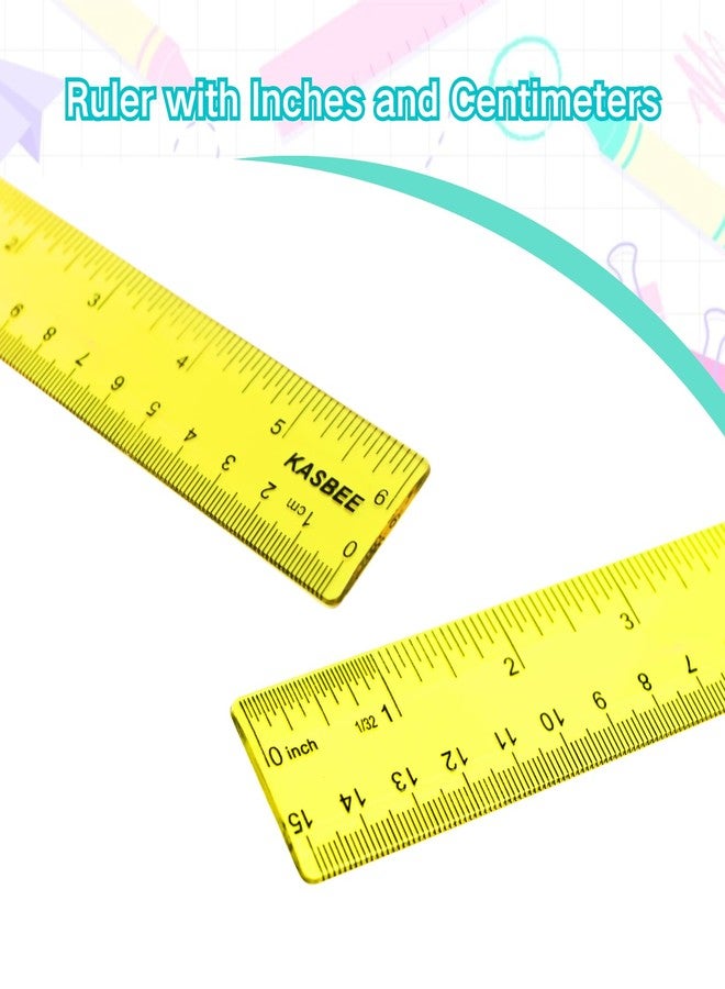 KASBEE Plastic Rulers, 6 Inch Colorful Rulers, 7 Colors Transparent Rulers, Rulers with Centimeters and Inches, Plastic Measuring Ruler for Kids, School, Home and Office - Image 5